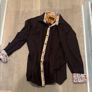 Envy Dark Brown Shirt with Paisley Trim